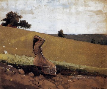  Winslow Arte - The Green Hill, también conocido como On the Hill, pintor del realismo Winslow Homer
